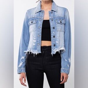 NWOT Hidden Los Angeles Distressed Light Blue Denim Jacket
